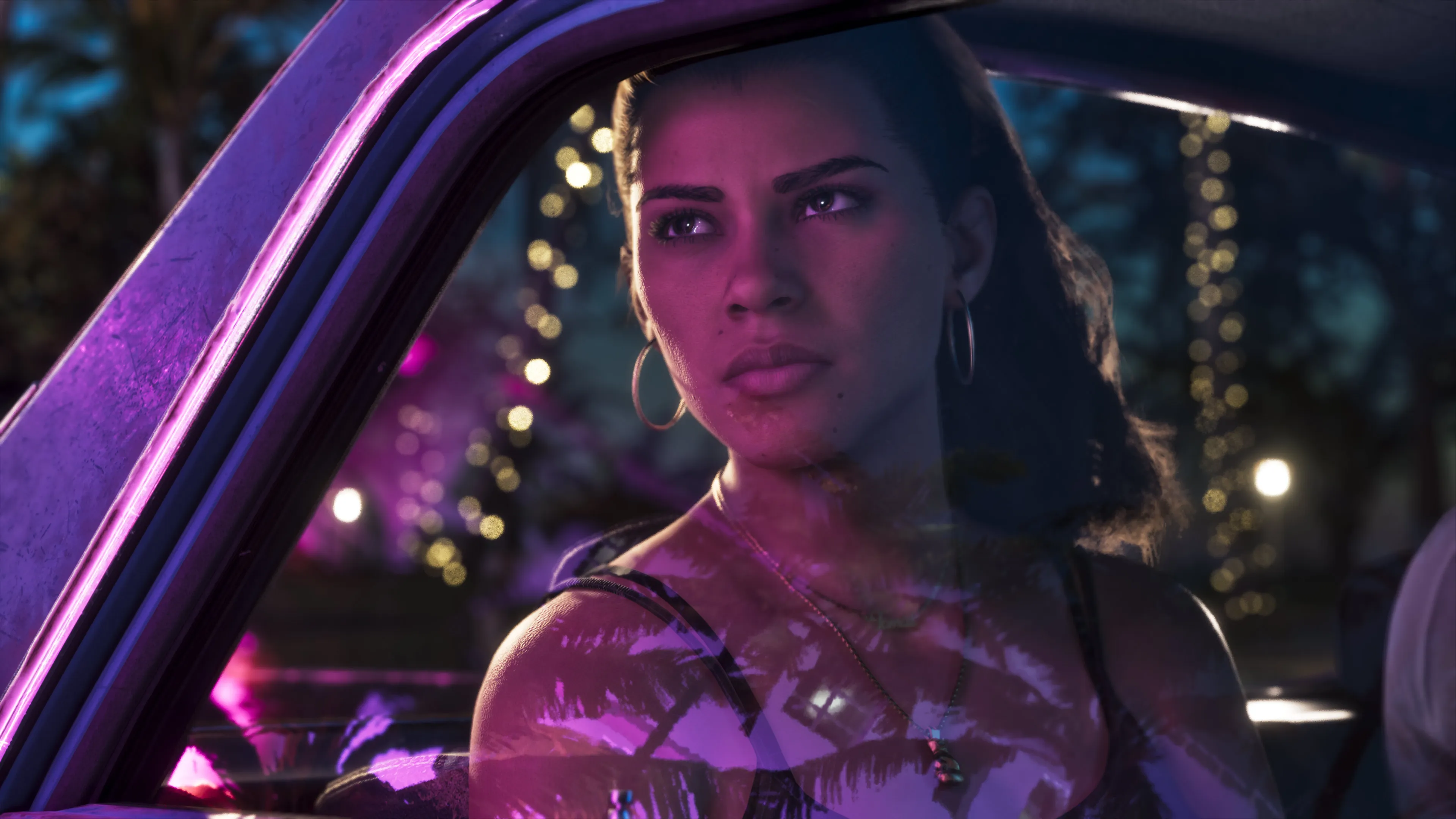 Lucia Caminos at night in Vice City, from GTA 6 Trailer 1