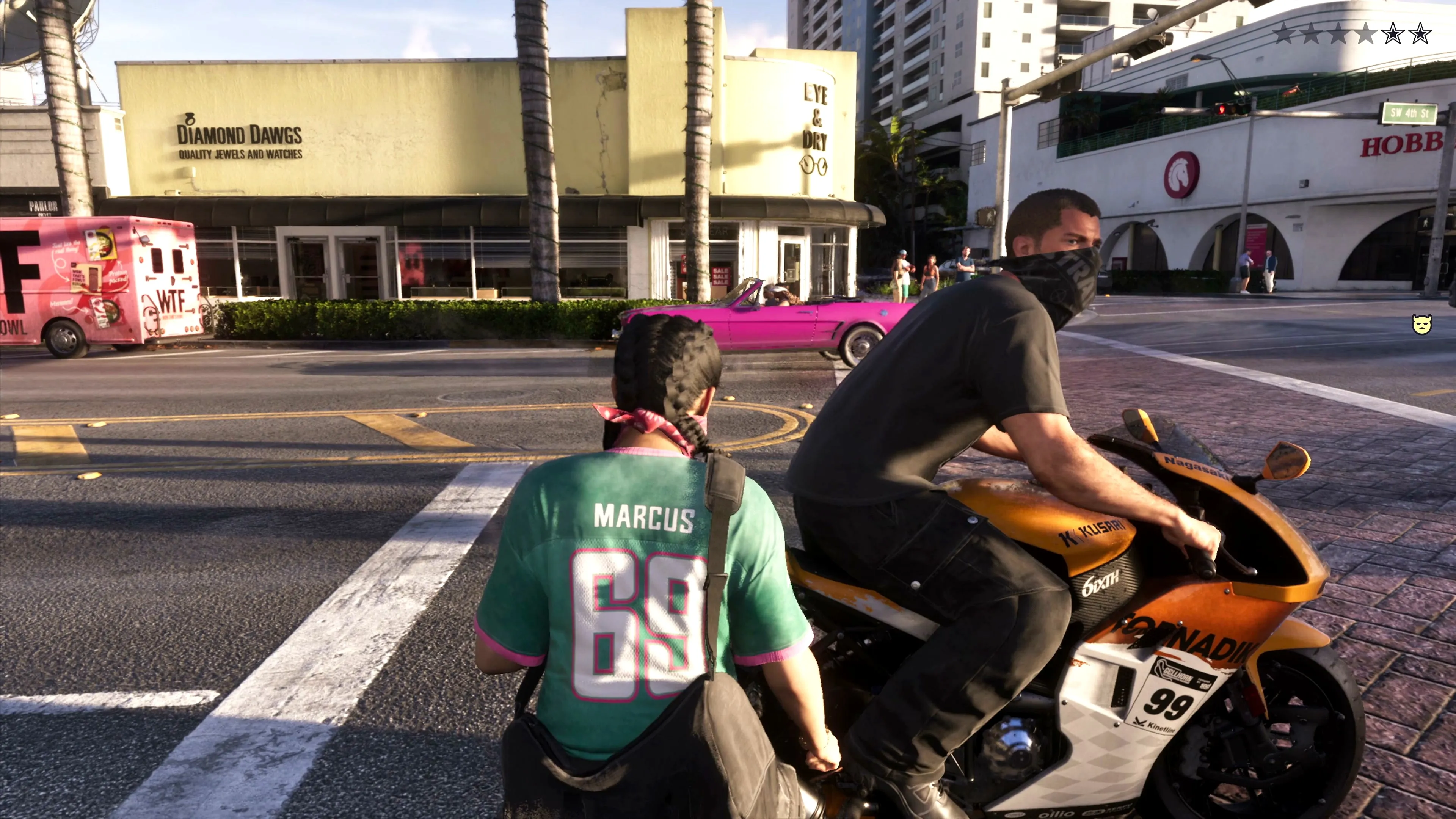Riding a bike through the streets of Vice City