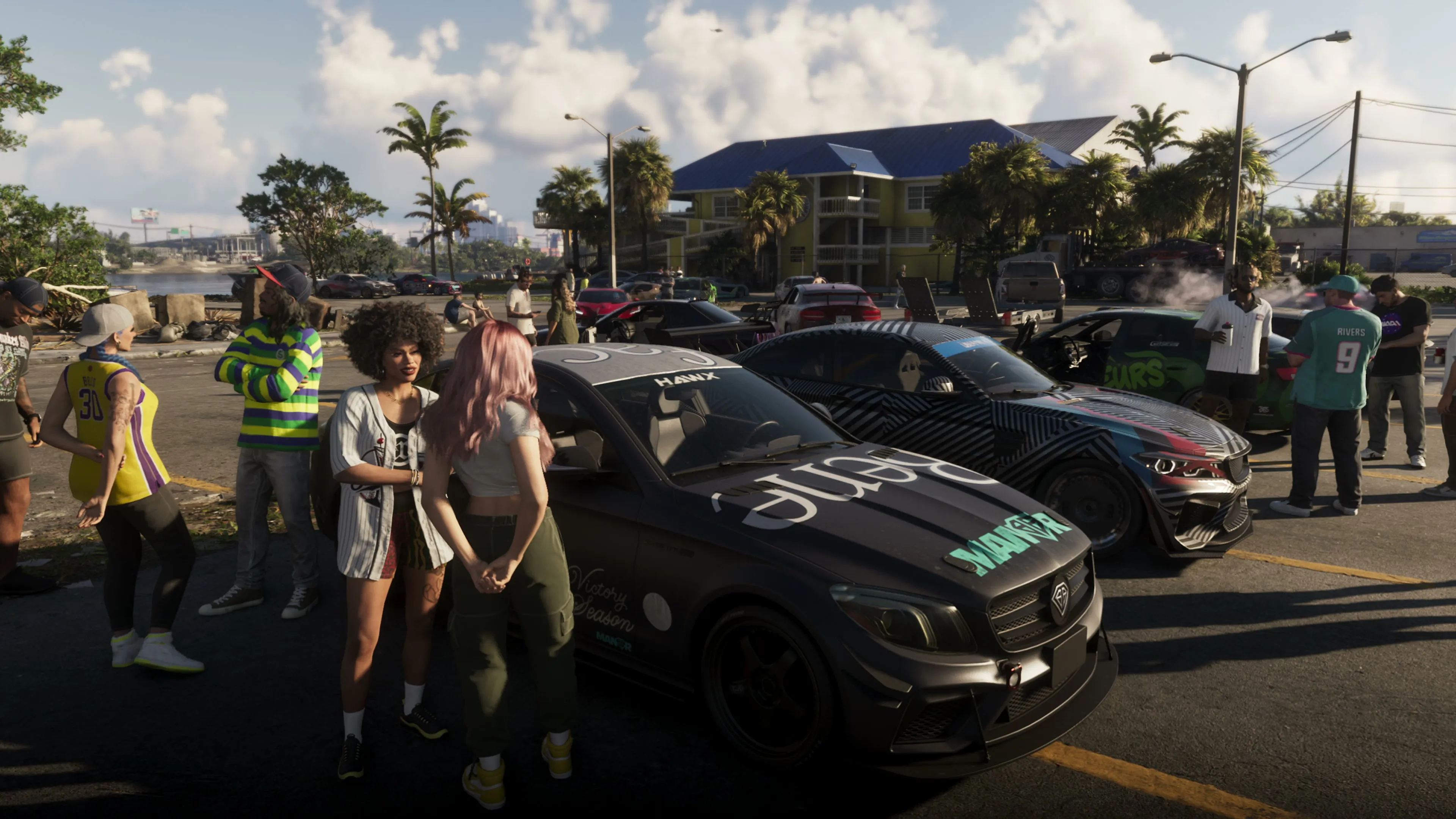 Cars gathered at a meet in GTA 6
