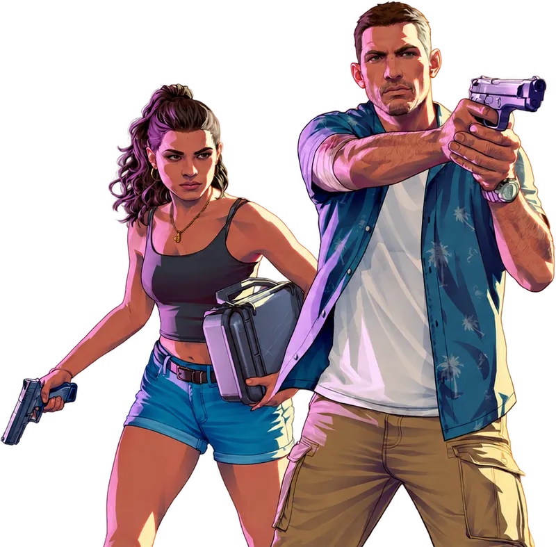 Jason Duval and Lucia Caminos, from Rockstar's GTA 6 artwork