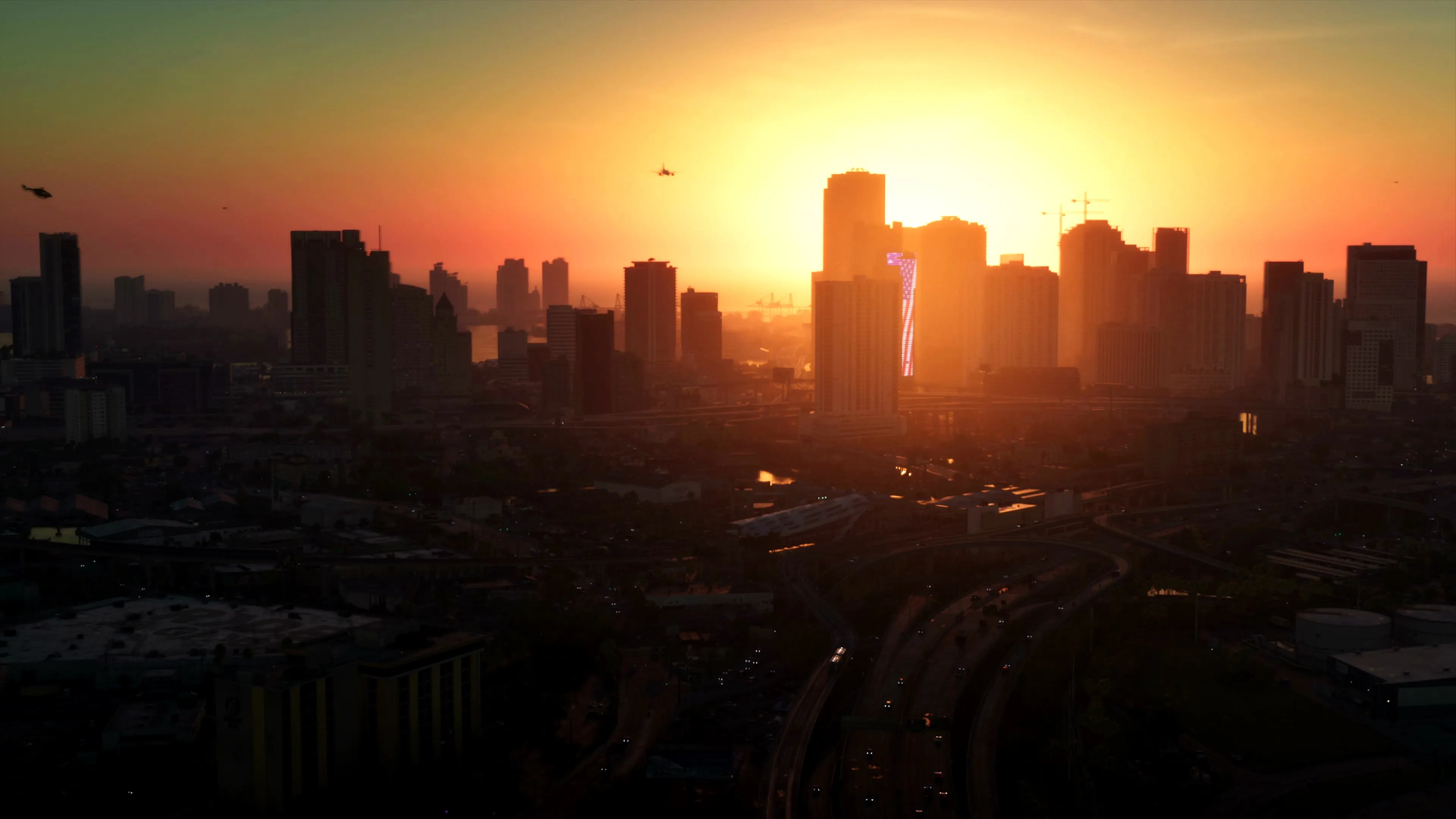 Vice City skyline at sunset