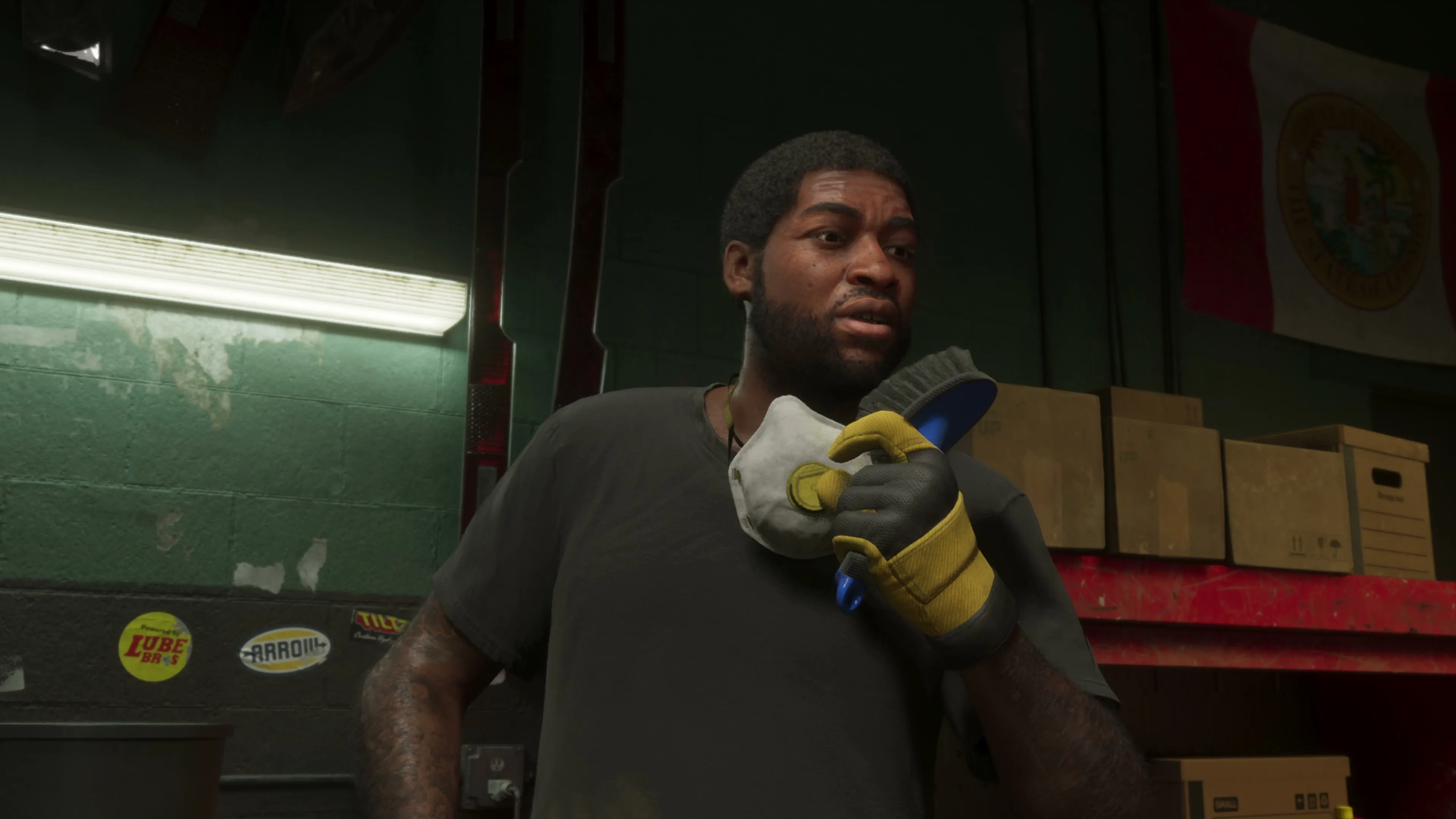 A GTA 6 store worker in a back room